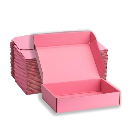 DUZCLI Small Shipping Boxes 13x10x2 Inches – Pink Corrugated Cardboard Boxes (20-Pack) for Mailing, Packing, Small Business & Gift Packaging - Recyclable & Sturdy - Image 1