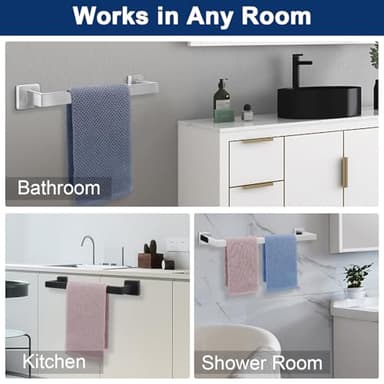 NearMoon Towel Bar, Bath Accessories Premium Thicken Stainless Steel Square Shower Towel Rack for Bathroom, Towel Holder Wall Mounted(1 Pack, Matte Black, 24 Inch) - Image 6