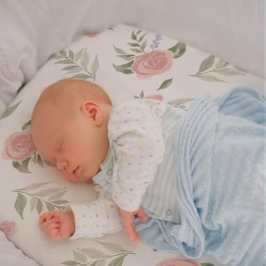 Gllquen Baby Bassinet Sheets 4 Pack, Breathable Cozy Fitted Mattress Sheet, Elastic Travel Crib Fashionable Floral Pattern, Standard Cradle Safe Sheets for Baby Boys Girls 32"x16"(Deer & Rose) - Image 5