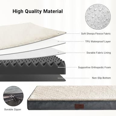 Figopage Dog Beds Large Sized Dog Bed for Crate Large Dogs Bed Washable Pet Beds Waterproof Dogs Crate Pad Mat with Removable Cover Anti-Slip Bottom, 35 x 22 Inch - Image 4