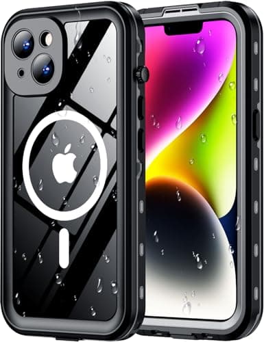 Red2Fire for iPhone 14 Case Waterproof, [Built-in Screen Protector & Camera Protector][Compatible with MagSafe][Full Body Shockproof][IP68 Waterproof][Dustproof] Phone Case 6.1" Black/Clear - Image 1