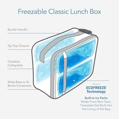 PackIt Freezable Classic Lunch Box, Lavender, Built with ECOFREEZE Technology, Fully Freezable, Collapsible, Reusable, With Zip Front Pocket and Buckle Handle, Designed for Fresh Lunch On the Go - Image 2