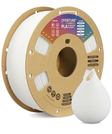 OVERTURE PLA Filament 1.75mm PLA 3D Printer Filament, 1kg Cardboard Spool (2.2lbs), Dimensional Accuracy +/- 0.02mm, Fit Most FDM Printer (White 1-Pack) - Image 1