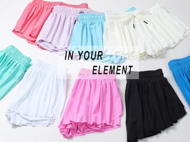 Girls Butterfly Shorts Kids Flowy Short 2-in-1 Girl's Skirts Athletic Skorts with Pocket Bright Pink - Image 3