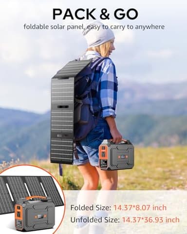 Solar Powered Generator 200W Peak/100W Rated, Portable Solar Generator Power Station with Solar Panels 40W Included, 146Wh Solar Power Bank with AC Outlet 110V for Home Use Camping Outdoor Adventure - Image 6