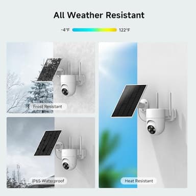 Oculview 2K Solar Security Cameras Wireless Outdoor, 2PCS Outdoor Camera Wireless with 360° View, Cameras for Home Security with Color Night Vision/2-Way Audio, 2.4GHz Wi-Fi Only - Image 7