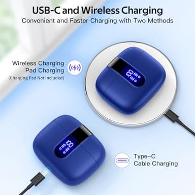 TAGRY Bluetooth Headphones True Wireless Earbuds 60H Playback LED Power Display Earphones with Wireless Charging Case IPX5 Waterproof in-Ear Ear buds with Mic for TV Smart Phone Laptop Computer Sports - Image 3