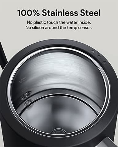 Gooseneck Electric Tea Kettle Pour-Over Kettle for Coffee, with 5 Variable Presets, 100% Stainless Steel Inner, with Keep Warm and Mute Function 0.8L, 1000W Quick Heating, Matte Black - Image 3