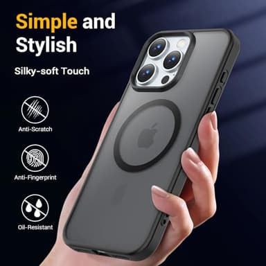 Temdan for iPhone 16 Pro Max Case [Compatible with MagSafe] [Military-Grade Drop Protection] [Anti-Fingerprint] [Anti-Scratch] Slim Silky-Soft Touch Translucent Matte Case 6.9 inch, Black - Image 6