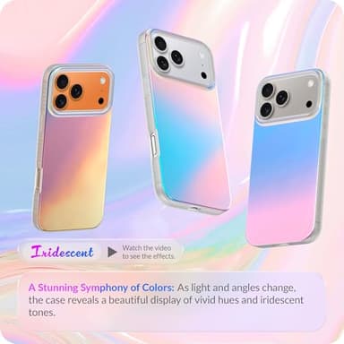 LONLI Hue for iPhone 17 Pro Max Case - Holographic Iridescent Shockproof Cute Phone Cover - [Shock-Absorbent Bumper] - Cute, Unique and Aesthetic for Women and Girls - Image 2