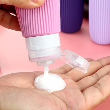Mrsdry Travel Bottles for Toiletries, Tsa Approved 3oz Portable Travel Bottles, BPA Free Leak Proof Squeezable Travel Size Containers, Portable Silicone Bottles for Toiletries (4 Pack), Purple - Image 4