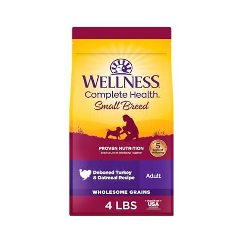 Wellness Complete Health Small Breed Dry Dog Food with Grains, Natural Ingredients, Made in USA with Real Turkey, For Dogs Up to 25 lbs, (Adult, Turkey & Oatmeal, 4-Pound Bag) - Image 1