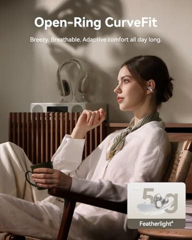 Baseus Bowie MC1 Pro Open Ear Clip-On Headphones, Hi-Res LDAC & HiFi4 Acoustic Sound, 5g Ultra-Lightweight Comfort, SuperBass 2.0, DNN 4-Mic AI Clear Calls, IP67 Waterproof, Bluetooth 6.0 (Titanium) - Image 2