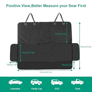 ANOSOSPECIAL Dog Car Seat Cover for Back Seat Cover,Non Stick Fur Rear Seat Protector for Pet,Nonslip Waterproof Durable Universal Fit Interior Backseat Covers for Auto Van SUV - Image 2