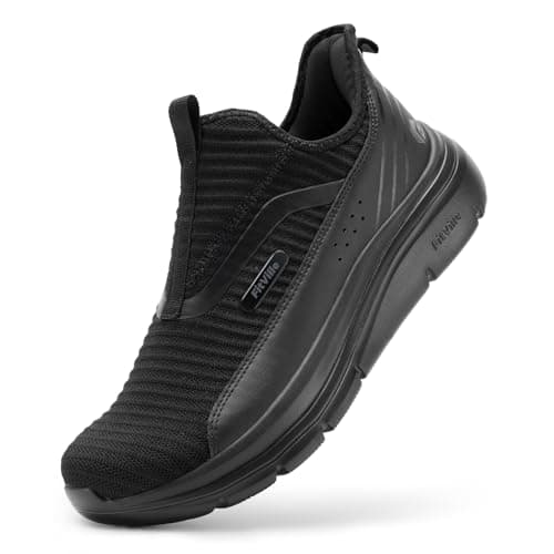 FitVille Men's Extra Wide Slip on Walking Shoes with Arch Support Men Slip on Sneakers for Foot Pain Relief-Stepease V2 (13.5 Wide, Jet Black) - Image 1