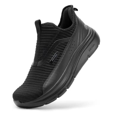 FitVille Men's Extra Wide Slip on Walking Shoes with Arch Support Men Slip on Sneakers for Foot Pain Relief-Stepease V2 (13.5 Wide, Jet Black) - Image 1