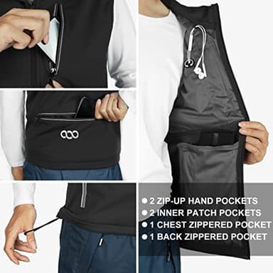 33,000ft Men's Windproof Lightweight Golf Vest Outerwear with Pockets, Softshell Sleeveless Jacket for Running Hiking Sports - Image 6