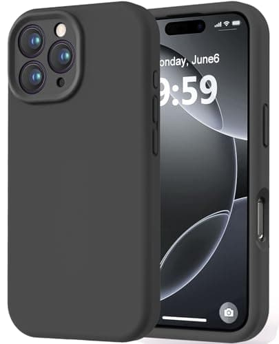 LOVE 3000 Designed for iPhone 16 Pro Case, Premium Silicone with [Soft Anti-Scratch Microfiber Lining] Shockproof Protective Phone Case for Men Women Girls 6.3", Black - Image 1