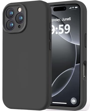 LOVE 3000 Designed for iPhone 16 Pro Case, Premium Silicone with [Soft Anti-Scratch Microfiber Lining] Shockproof Protective Phone Case for Men Women Girls 6.3", Black - Image 1