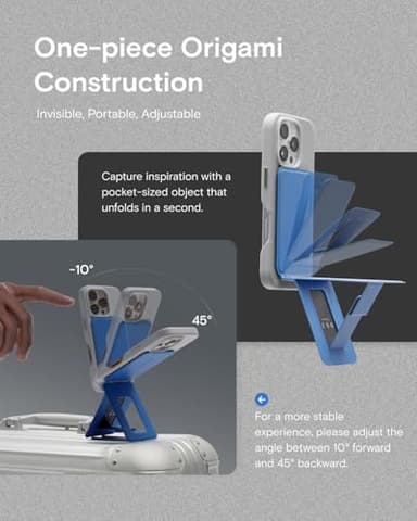 MOFT Phone Tripod Stand Selfie Stick for iPhone, Multi-Angles iPhone Stand, Lightweight & Portable Phone Holder, Strong Magnets, MOVAS Vegan Leather, Travel Essentials, Jet Black (Without Card Slot) - Image 3