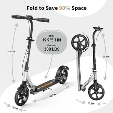 WAYPLUS Kick Scooter for Ages 6+,Kid, Teens & Adults. Max Load 240 LBS. Foldable, Lightweight, 8IN Big Wheels for Kids, Teen and Adults, 4 Adjustable Levels. Bearing ABEC9 - Image 8