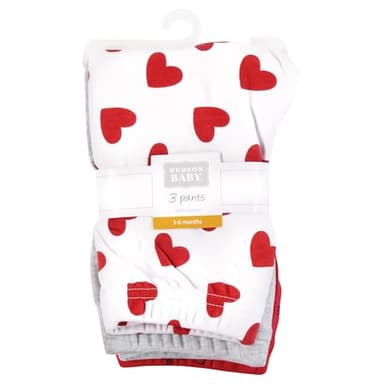 Hudson Baby Infant Girl Cotton Pants and Leggings, Love Hearts, 12-18 Months - Image 2