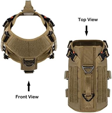 ICEFANG GN3 Tactical Dog Harness with 6X Buckle,Dog Molle Vest with Handle,3/4 Body Coverage,Hook and Loop Panel for ID Patch,No Pulling Front Clip (XL (32"-40" Girth), Coyote Brown - Image 4