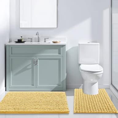 Arotive Luxury Chenille Bathroom Rug Mat, Extra Soft Thick Absorbent Shaggy Bath Rugs, Non-Slip Machine Wash Dry, Plush Bath Mats for Bathroom, Shower and Tub, 54x24, Yellow - Image 8