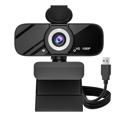 Gozvrpus USB HD Webcam with Built-in Microphone and Rotatable Tripod, 1080P Video, Wide Angle Camera, Privacy Cover, for Desktop PC or Laptop Computer（Black） - Image 1