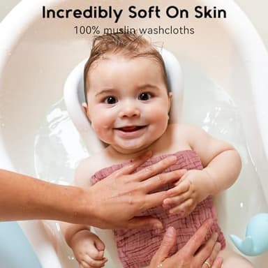 Unnivoll Muslin Baby Washcloths 6 Pack, 100% Cotton Wash Cloths for Babies, Large 12''X12'' Burp Cloths Absorbent and Soft for Newborn Infants Kids Boys Girls - Gradient Pink - Image 3