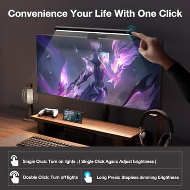 BlitzMax LED Screen Light Bar, Stepless Dimming Monitor Lamp for Desk Office Home Game, No Screen Glare/Touch Control/Space Saving/USB Powered - Image 3