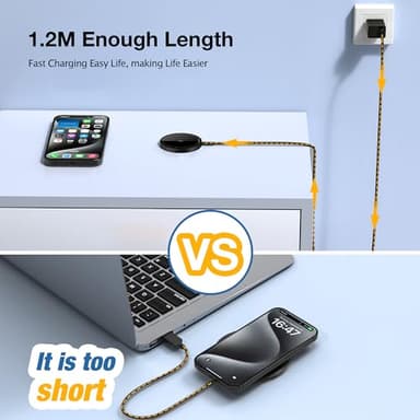 Magnetic Wireless Charger for iPhone: Compatible with Magsafe Charger iPhone 17 16 15 14 13 12 Series & Airpods 4 3 2 Pro-Fast 15W Max Charging Pad Strong Magnet, Dual USB-C/A Ports-Home Office Travel - Image 7