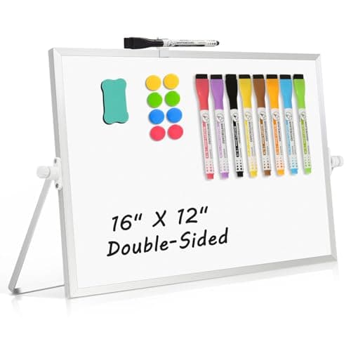 AMUSIGHT Dry Erase Magnetic White Board, 16" x 12" Double-Sided Desktop Whiteboard with Stand, Portable Small Whiteboard Set for Drawing, Office, Home, School - Image 1