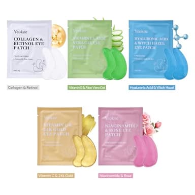 Yeokoe Under Eye Patches for Dark Circles,Eye Mask for Puffy Eyes With Collagen,Retinol,Vitmin C,Hyaluronic Acid and Niacinamide Face Masks Skincare Spa Gifts for Woman 20Pairs - Image 7