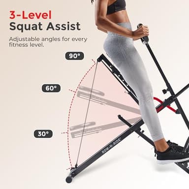 Sunny Health & Fitness Smart Upright Row-N-Ride Exerciser, Squat Assist Trainer for Glutes Workout with Adjustable Resistance, Easy Setup & Foldable, Glute & Leg Exercise Machine- NO. 077SMART - Image 3