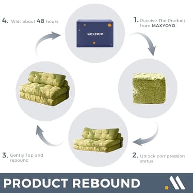 MAXYOYO Folding Sofa Bed, Convertible Sleeper Chair with Pilow Foldable Matress with Back Support, Portable Fold Out Chair Bed for Living Room Bedroom, Green Double - Image 6