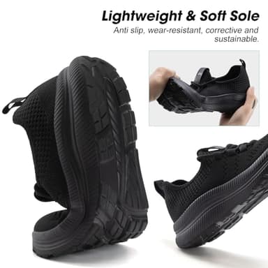 ZOVE Wide Toe Box Shoes Women Extra Wide Width Sneakers Ultra Light Road Running Shoes Non-Slip Tennis Sneakers Breathable Walking Athletic 8803 Full Black 38 - Image 5