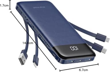 charmast Portable Charger with Built in Cables, Power Bank with Cords Wires, Slim 10000mAh Travel Battery Pack 6 Outputs 3 Inputs 3A Fast Charging for Samsung Google Pixel LG Moto iPhone iPad - Image 9