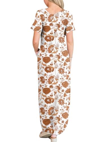 ANRABESS Women's Summer Casual Loose Short Sleeve Long T Shirt Dress Split Maxi Beach Sundress Travel Vacation Outfits Floral Print X-Large - Image 4