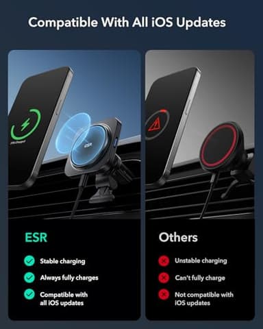 ESR for Qi2 15W MagSafe Car Mount Charger, Qi2-Certified MagSafe Car Charger, Air Vent/Dashboard Magnetic Wireless Phone Holder Mount for iPhone 17/16/15/14/13/12, Galaxy S25, Pixel 10, Fast Charging - Image 4