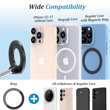 PlusAcc Vacuum Magnetic Phone Holder for Car - Suction Cup Phone Mount for MagSafe, 360° Rotatable Portable Strong Magnet Stand for iPhone 17/16/15/14/13 in Gym, Mirror, Smooth Surface, All Vehicles - Image 6