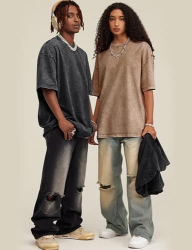 Arssm 3 Pack Men Oversized T Shirts Vintage Tee Loose Fit Short Sleeve Casual Streetwear Baggy Washed Unisex Tops(BlackGreyKhaki-M) - Image 4