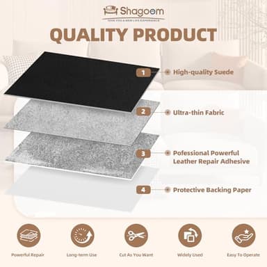 Shagoom Suede Repair Patch, 35X79 Inch Fabric Large Repair Tape, Self-Adhesive Patches for Furniture, Sofa, Car Interior, Shoes, Hand Bag, Clothing (Coffee, 35X79 Inch) - Image 7
