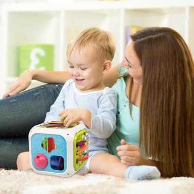 Aprilwolf Montessori Toys for Toddlers, 7-in-1 Activity Cube, Shape Sorter Toy| Baby Developmental Learning Toys| First Birthday Gifts - Image 8