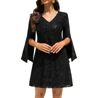 COOAN Wedding Guest Dresses for Women Women's Cocktail Dresses Formal Dresses for Women Lace Sequin Prom Dress - Image 7