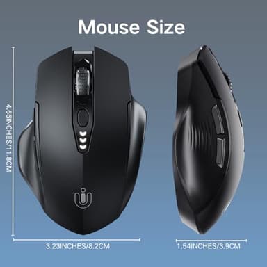 Uineer Wireless Bluetooth Mouse,[Upgraded] Rechargeable (BT 5.0/4.0+2.4G Hz),Computer Mouse with Visible Battery Level, 4 Adjustable DPI, Portable PC Mouse for MacBook Chromebook,Black - Image 7
