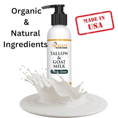 Grass Fed Beef Tallow & Goat Milk Body Lotion for Sensitive Skin, Organic Tallow Lotion - Soothes Dry Patches, Goat Milk Moisturizer - Handmade Tallow Body Lotion (Oatmeal & Honey, 8 Oz) - Image 6