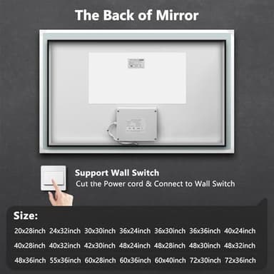 ROOMTEC 30 * 30 Inch Led Bathroom Mirror with Lights,Smart Dimmable Vanity Mirrors for Wall,Anti-Fog Backlit Lighted Makeup Mirror - Image 4