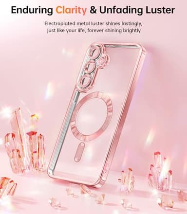 Meifigno Designed for Samsung Galaxy S25 Plus Case, [Compatible with MagSafe] [2X HD Screen Protectors] [Glitter Card & Wrist Strap] Surround Raised Lens Protection Case for S25 Plus 6.7", Rose Gold - Image 2