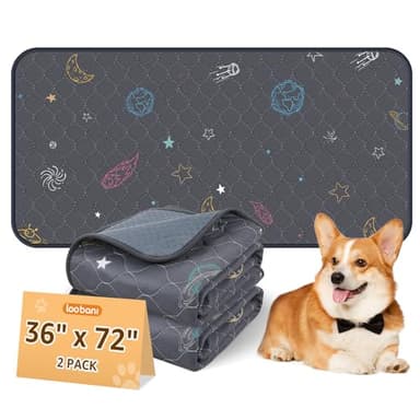LOOBANI Washable Pee Pads for Dogs: Reusable Dog Crate Pee Pad 36" x 72"- 2 Pack, Absorbent and Non-Slip Pet Whelping Pad for Playpen, Floor, Sofa, Cage, Couch, Grey - Image 1